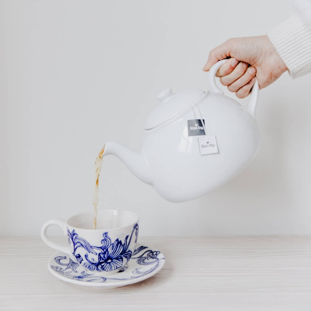 Porcelain Teapot, Ceramic Tea Pot w/ Removable Lid, Beverage