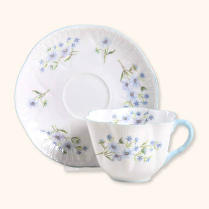 Vintage Blue Floral Teacup & Saucer