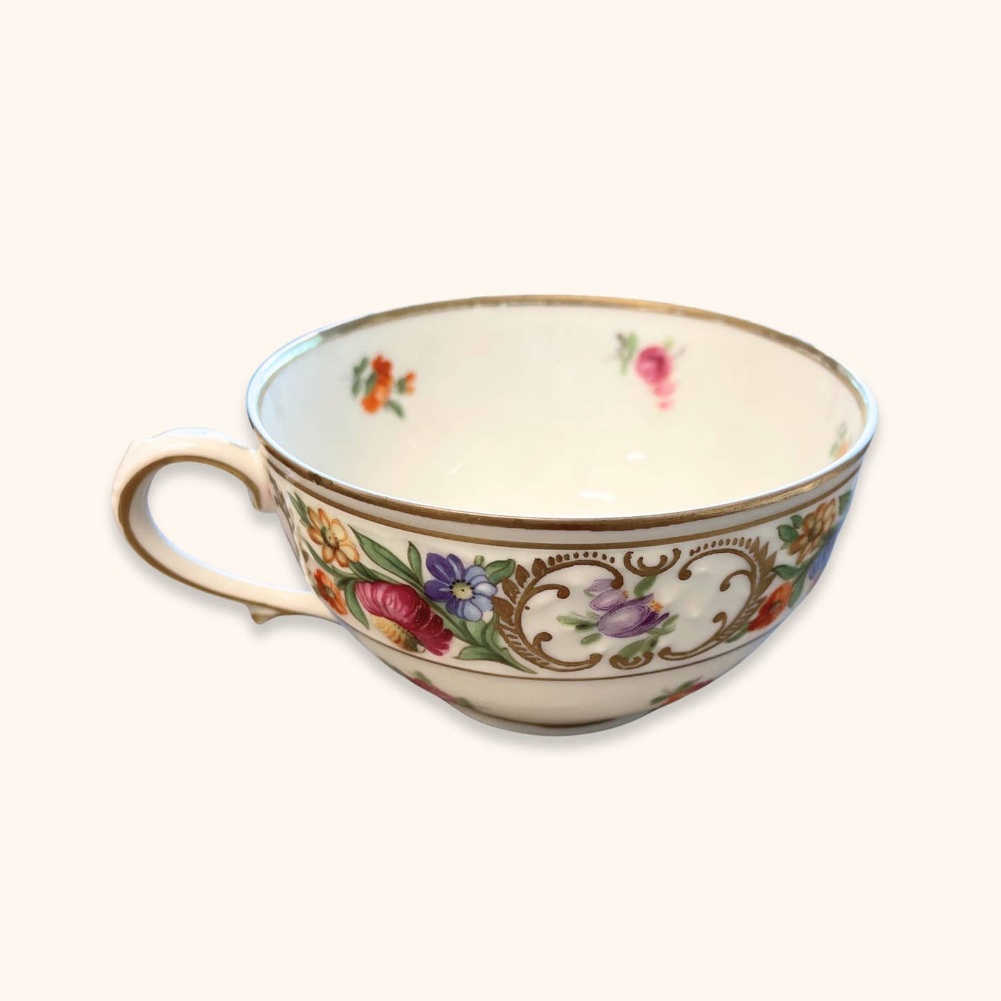 Vintage Empress Dresden Flowers Teacup & Saucer