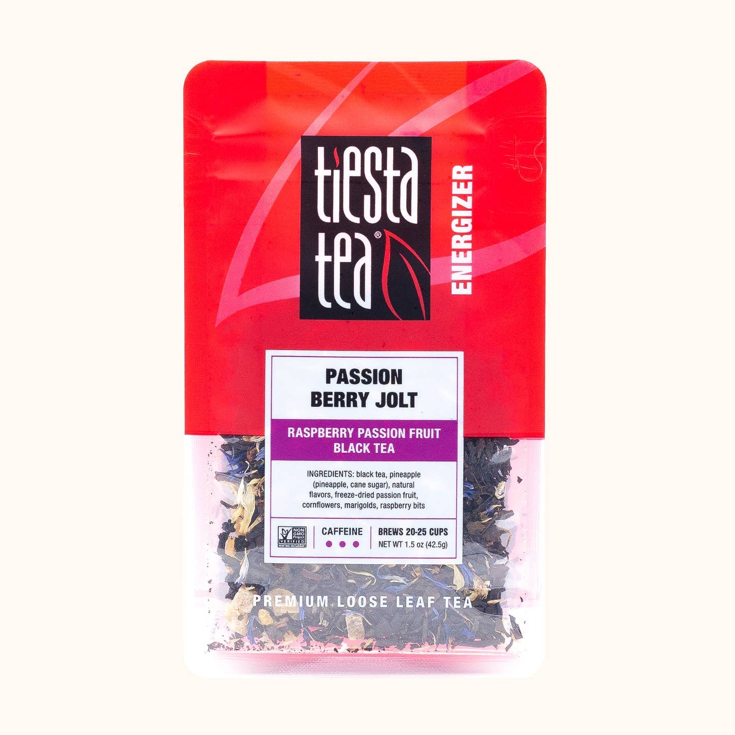 Passion Berry Jolt loose leaf tea red pouch