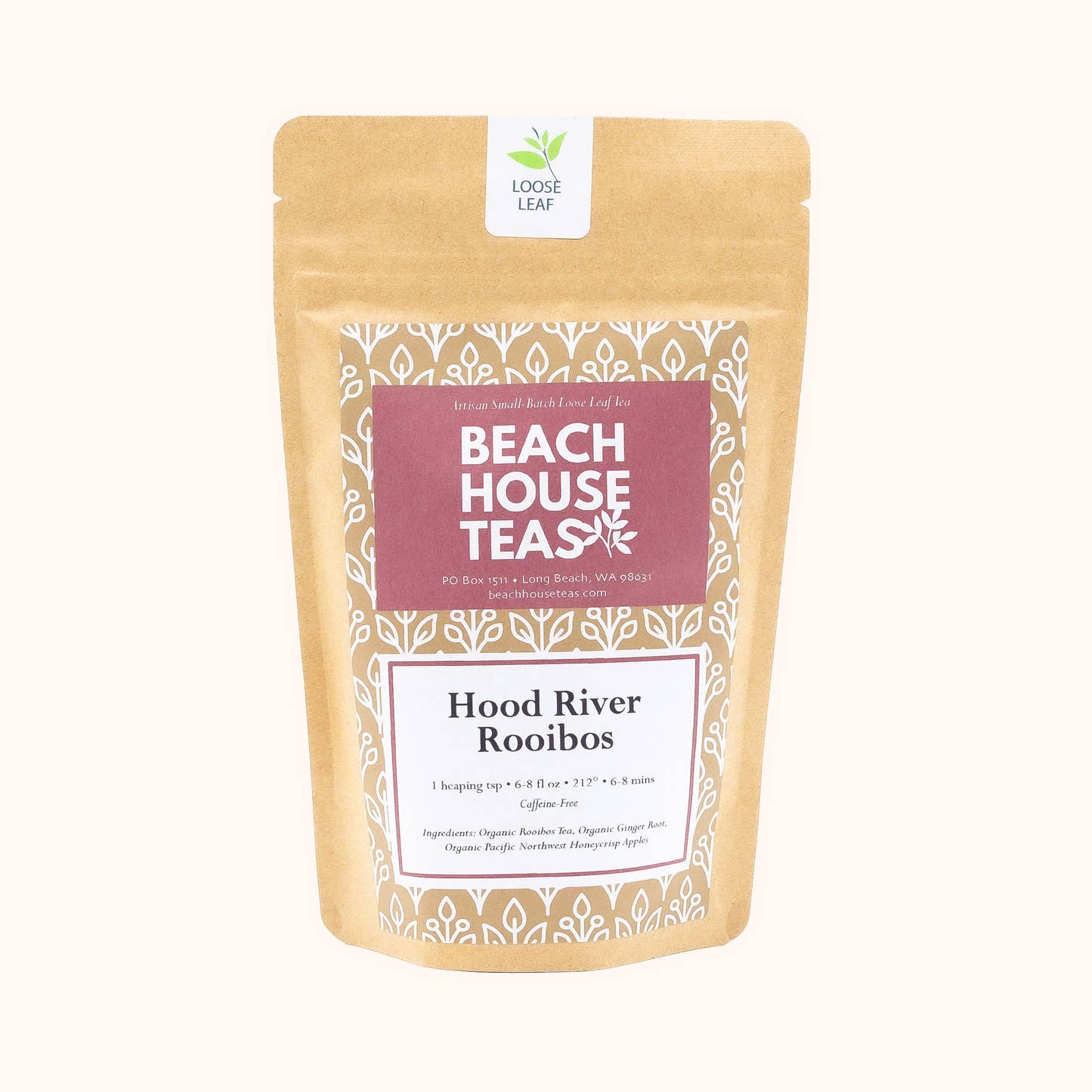Hood River Rooibos loose leaf tea by Beach House Teas printed kraft pouch