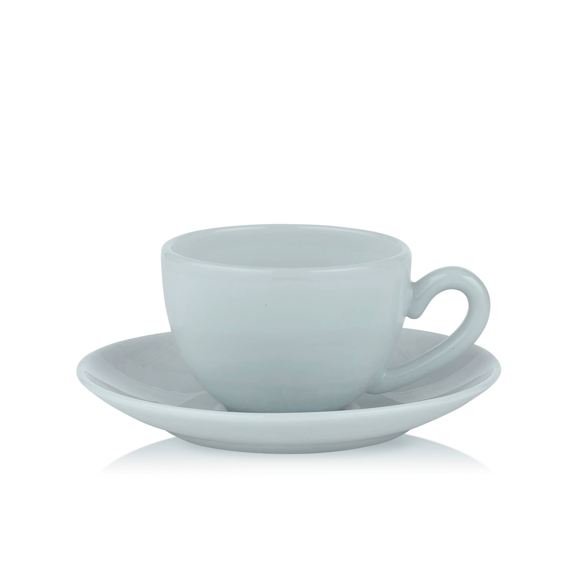 Lucie Kaas Blue Fog Opal Milk Glass Teacup & Saucer
