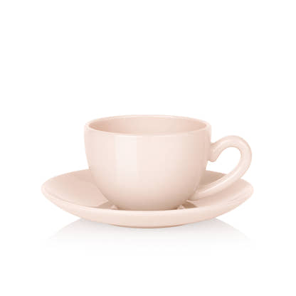 Lucie Kaas Peach Opal Milk Glass Teacup & Saucer