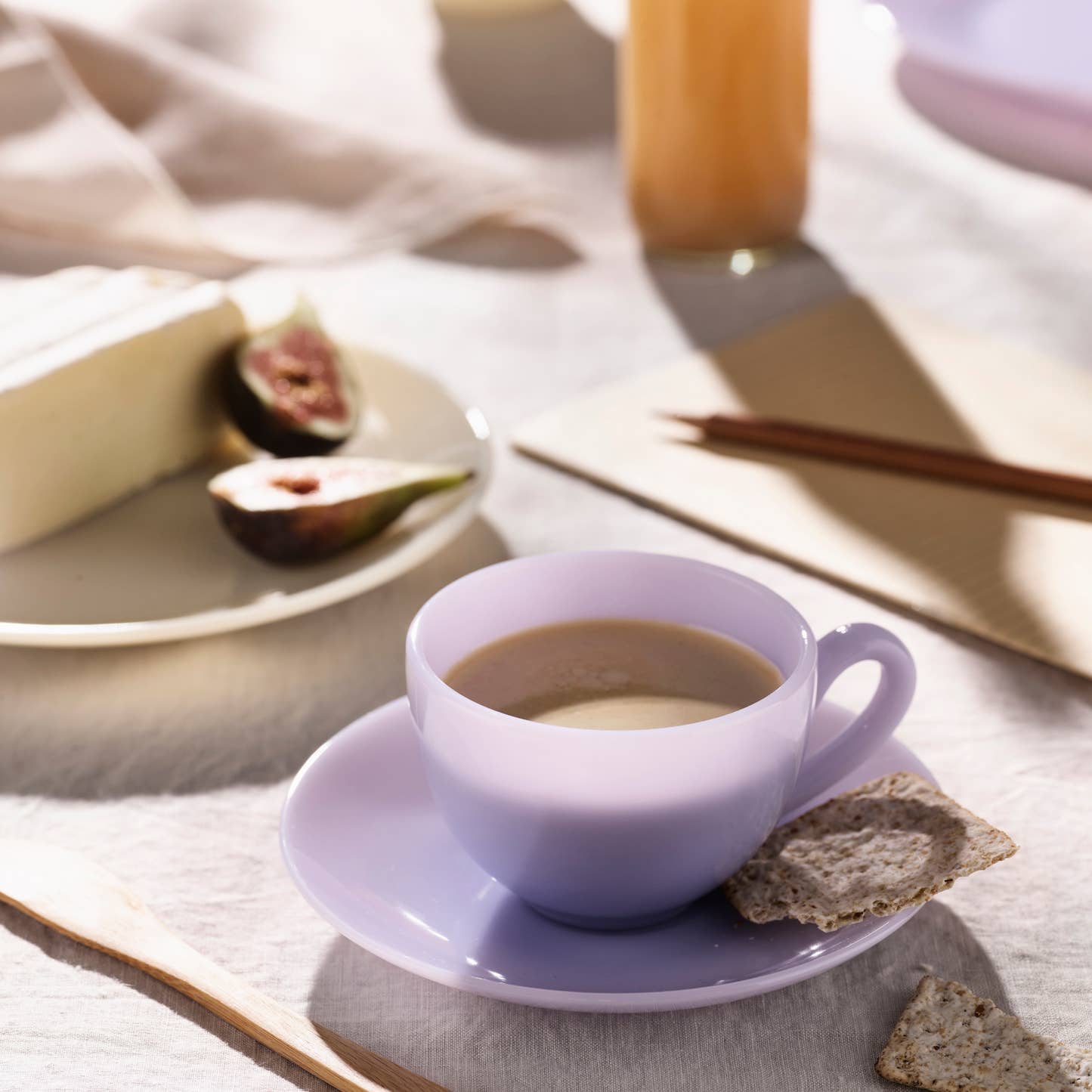 Lucie Kaas Lavender Opal Milk Glass Teacup & Saucer