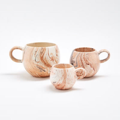 Egg Back Home Marble Mug Collection of 3 mugs in small, medium, and large