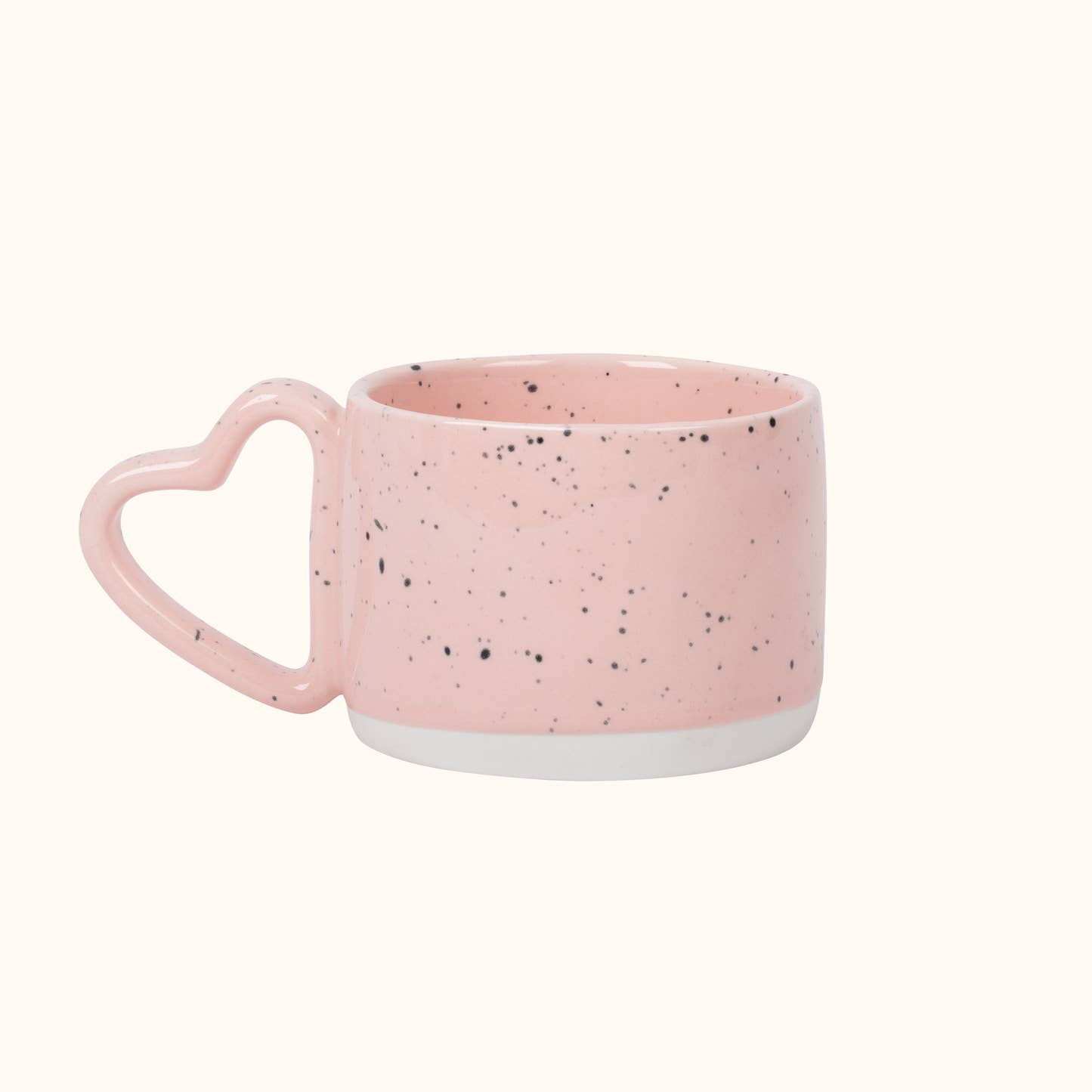 Pink Heart-Handle Speckled Mug