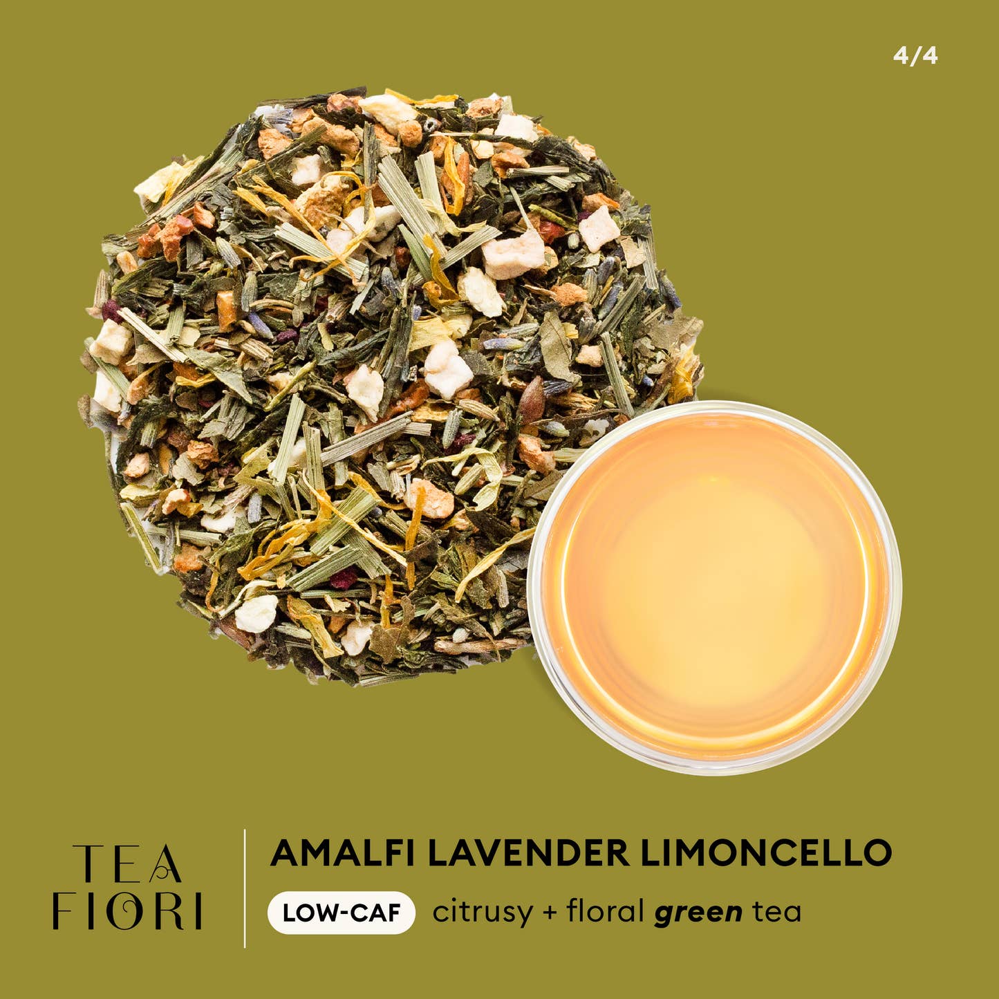 Tea Fiori - Amalfi Lavender Limoncello low-caf, citrusy + floral infographic