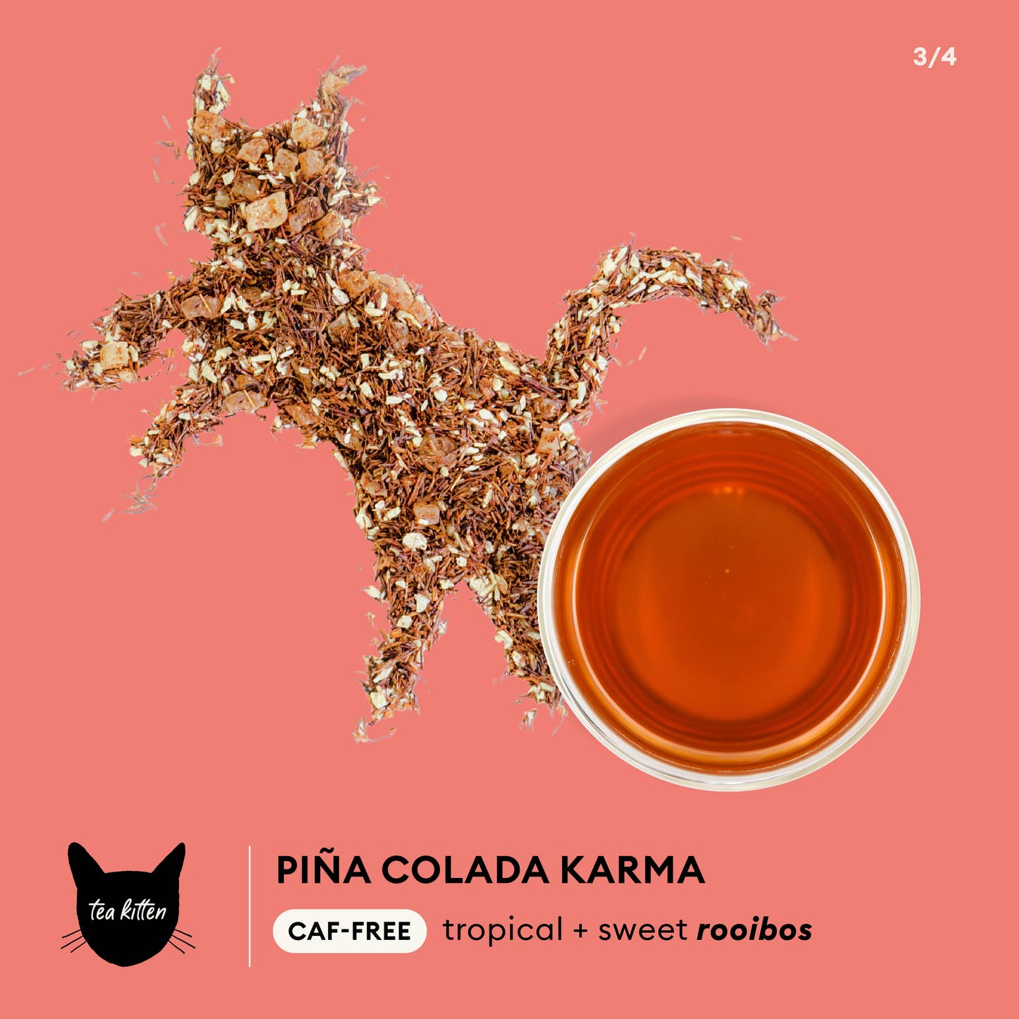 Pina Colada Karma by Tea Kitten Infographic - Caf-Free tropical + sweet rooibos