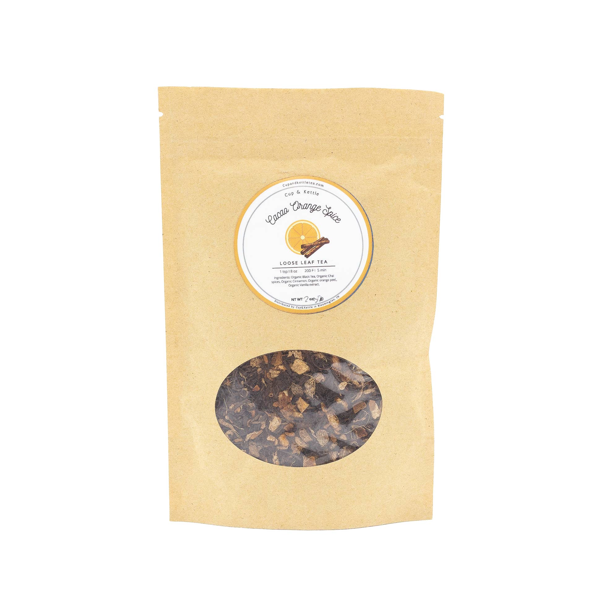Cacao Orange Spice pouch with loose leaf black tea blend by Cup & Kettle
