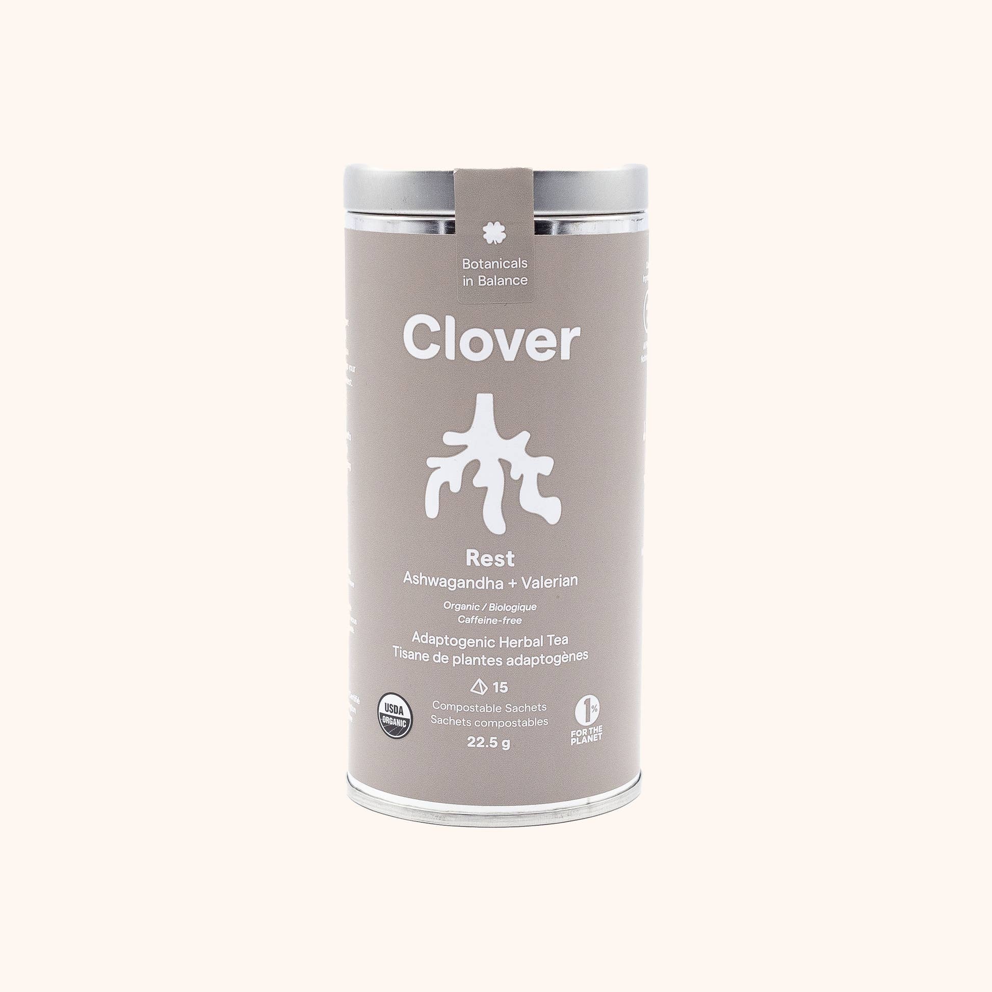 Rest tea tin by Clover Botanicals