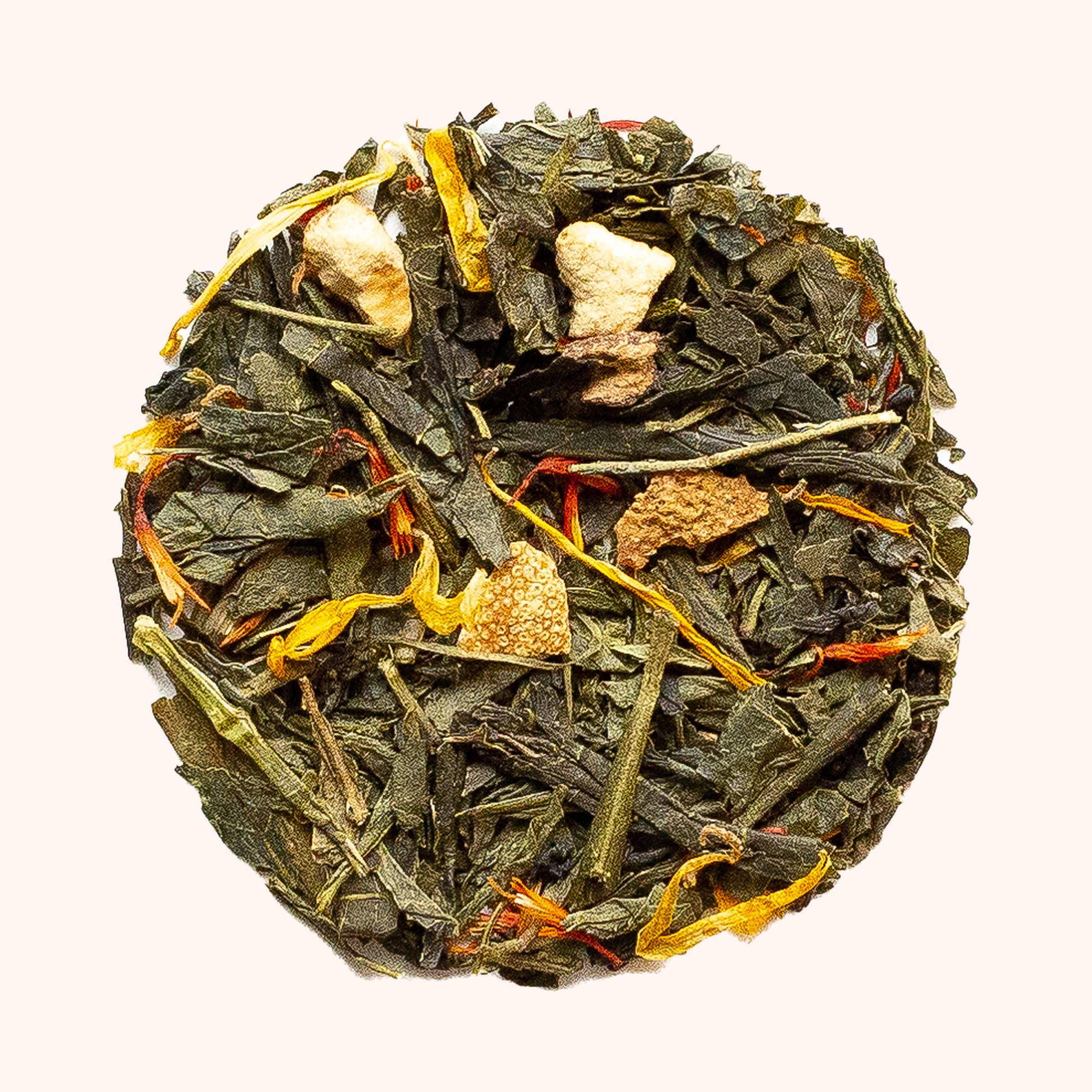 Tangerine Green by Yum Cha Tea Company loose leaf tea sample circle