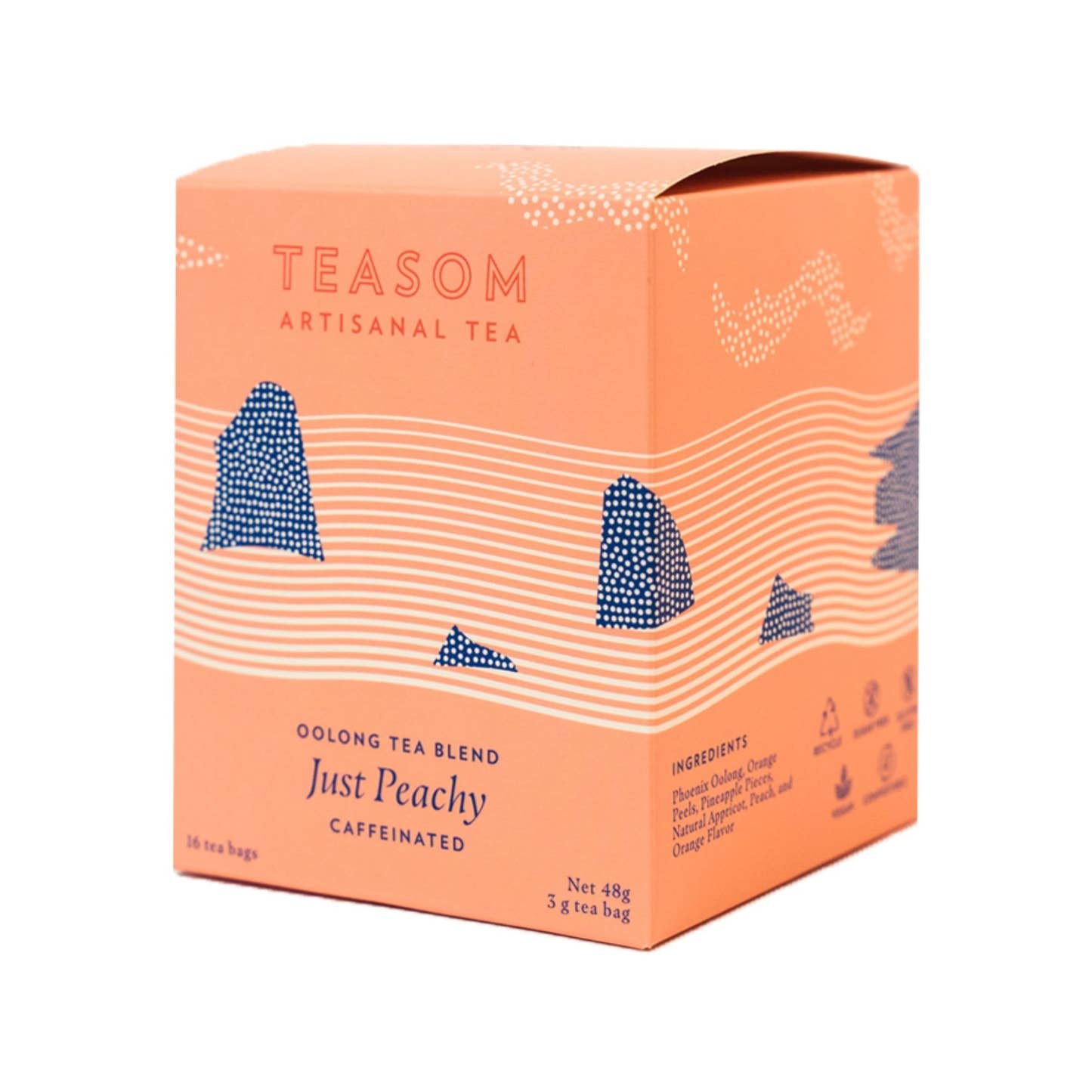just peachy sips by teasom oolong tea peach flavored 16 tea bags caffeinated