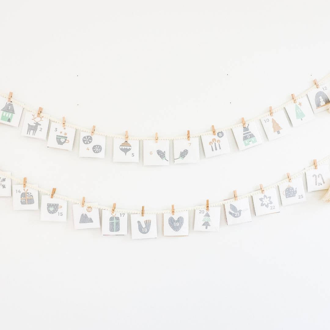 DIY 24-Day Tea Advent Calendar hanging on wall