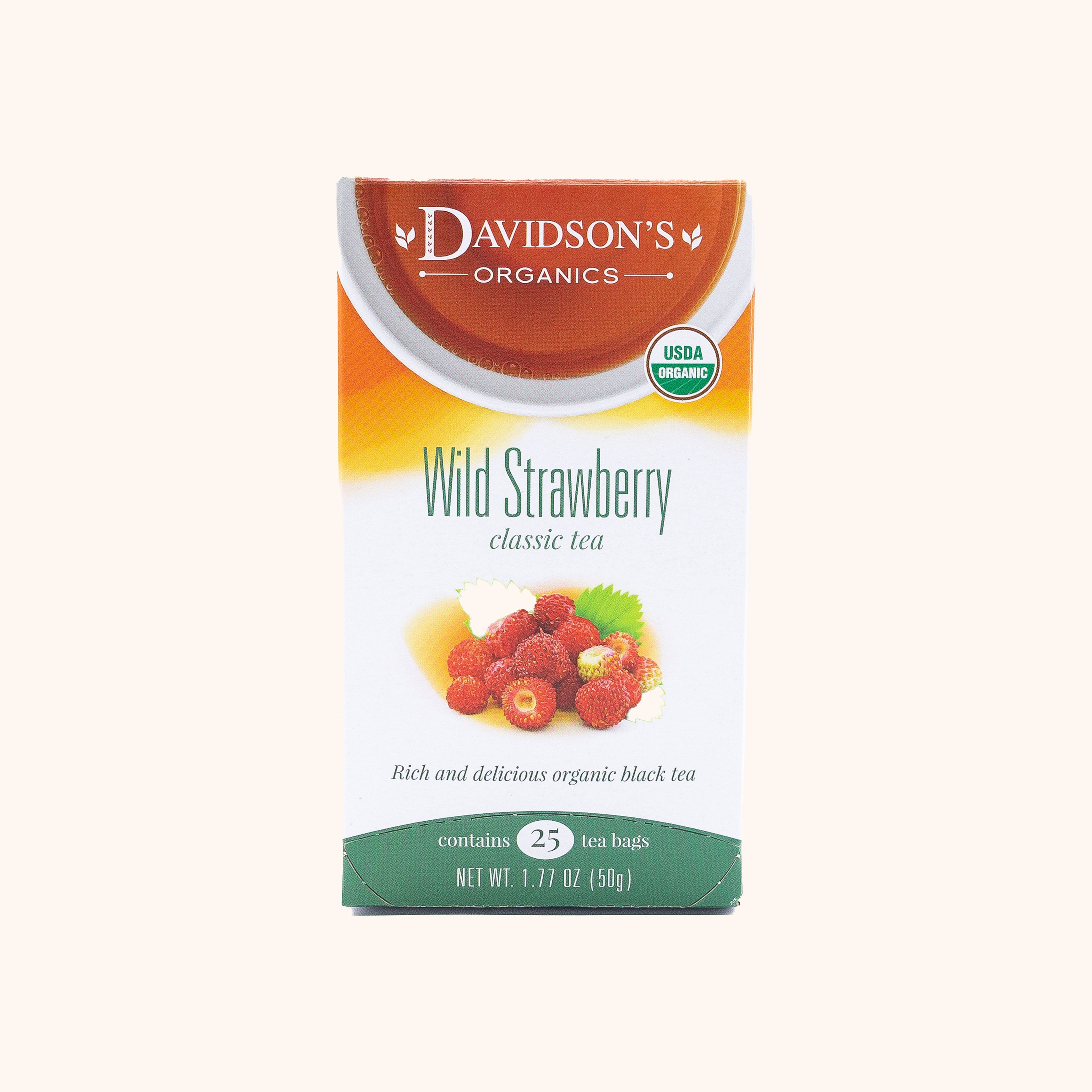 Wild Strawberry by Davidson's Organic Teas classic tea bag box