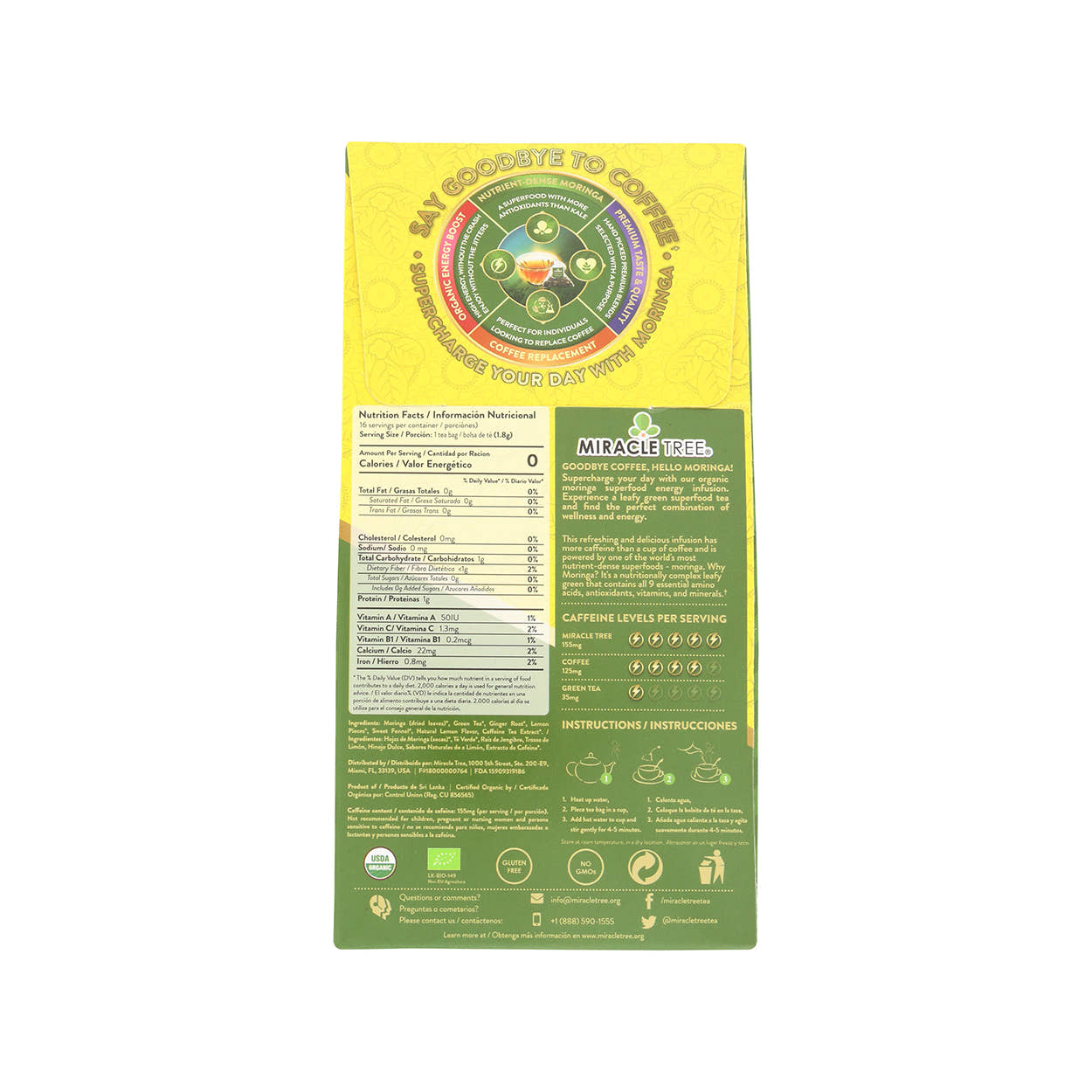 Organic Moringa Energy Tea - Green Tea Ginger & Lemon