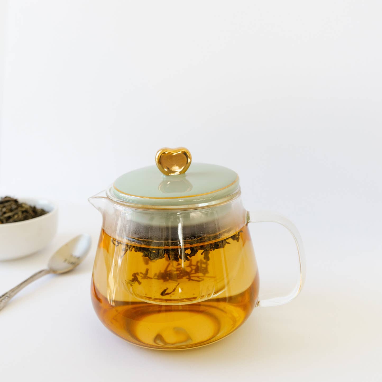 Sips by Glass Teapot | Removable Glass Tea Infuser | Star Accented Porcelain Lid | 20 oz Capacity | Loose Leaf Tea Gift Sets