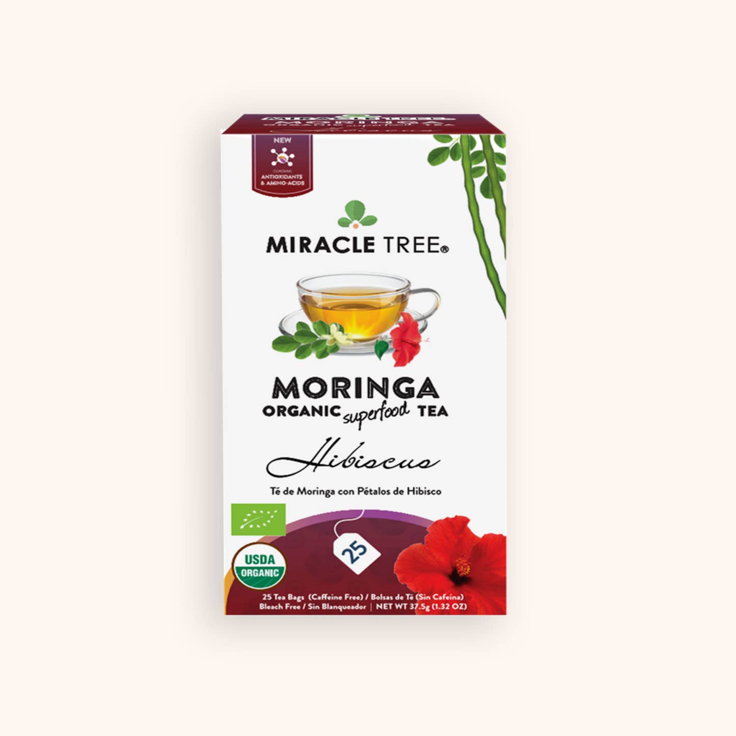 Organic Moringa Herbal Tea - Hibiscus