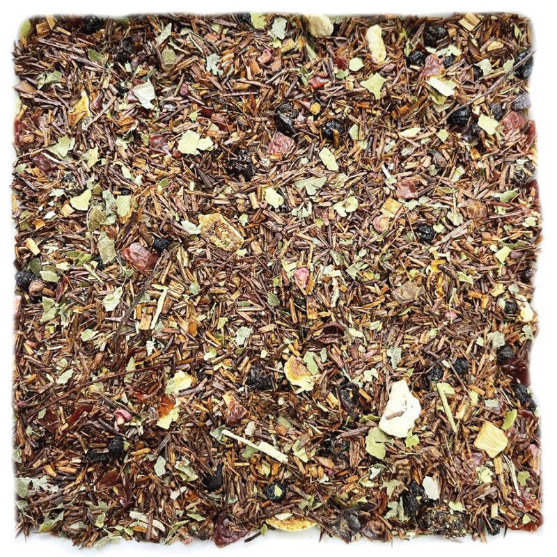 Immunity Berry Rooibos by Tealyra loose leaf tea square sample on white background