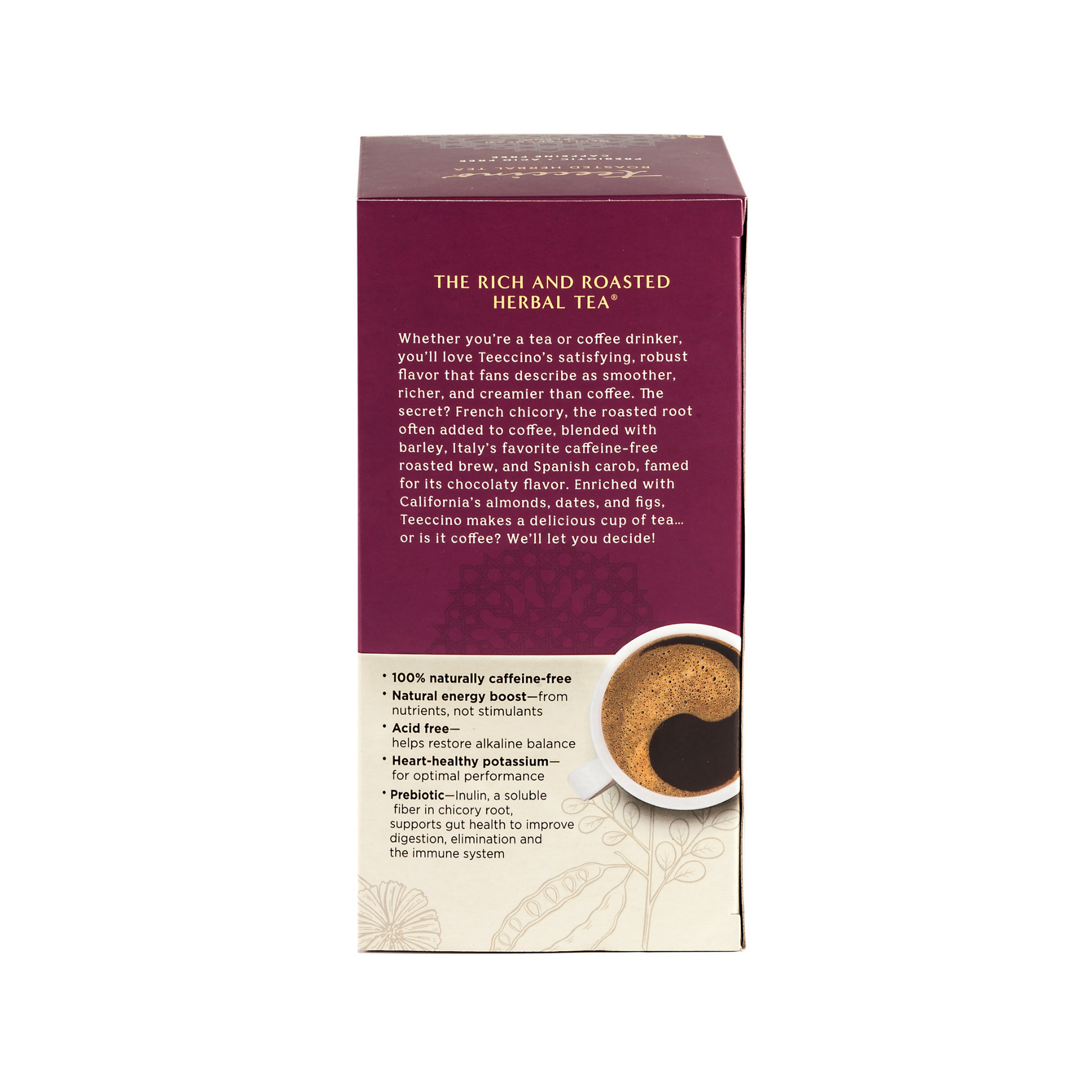 snicker doodle roasted herbal tea teeccino tea bags